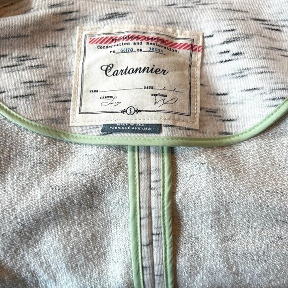 CARTONNIER ANTHROPOLOGIE Knit Blazer Cream Black- chiffon peplum back -NWOT - S - Picture 11 of 12